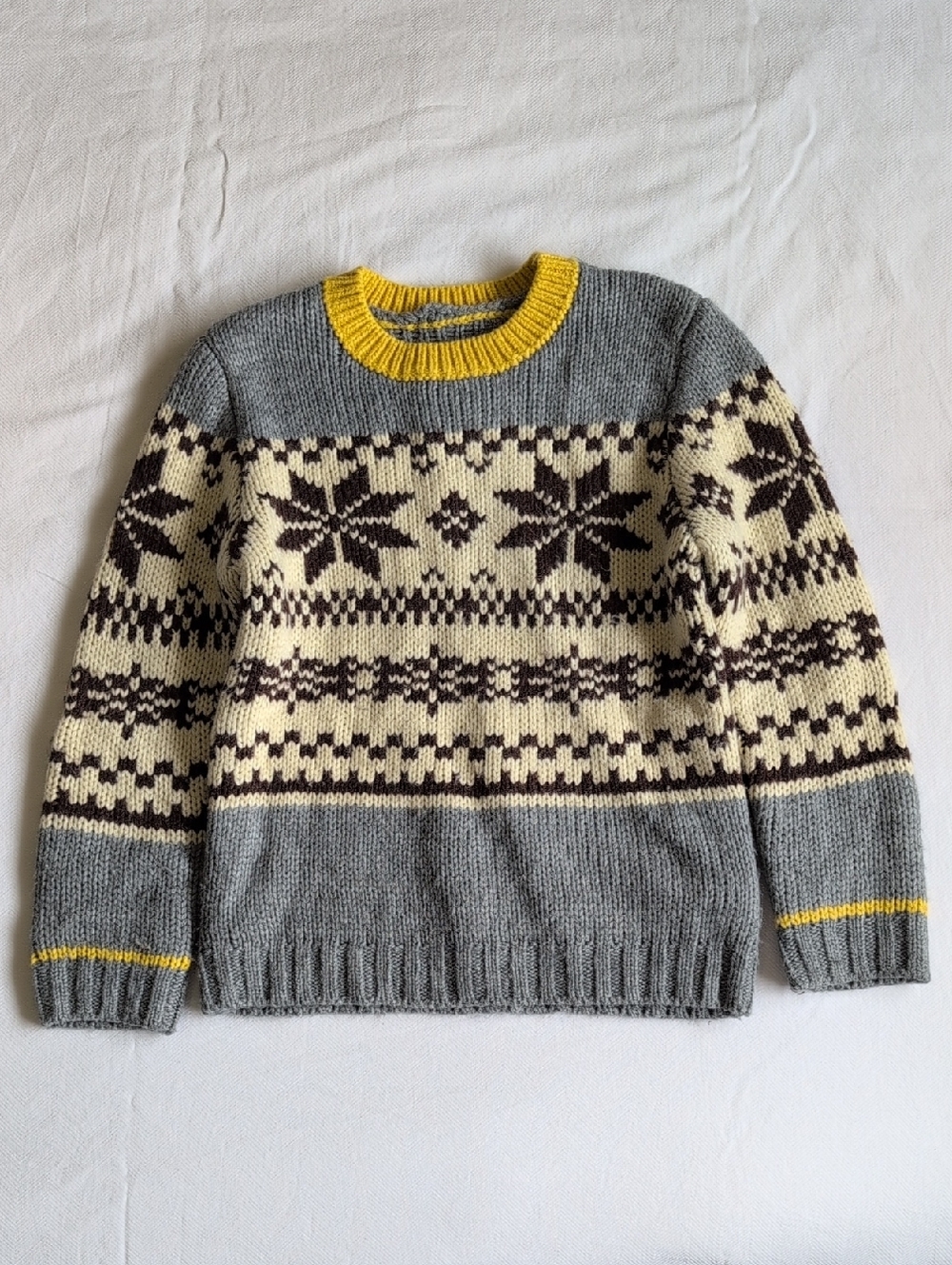joe fresh fair isle thick knit sweater neutral acrylic winter 4T toddler unisex